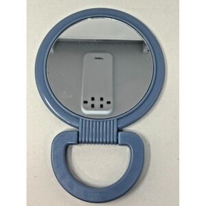 Vintage Scünci Blue Handheld Mirror Plastic Travel Vanity Mirror